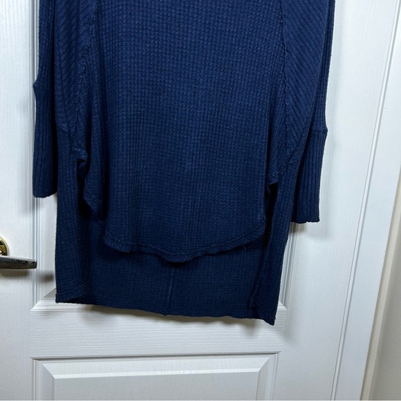 Free People Blue Catalina Thermal Top waffle knit high-low sweater Small/petite - Picture 3 of 6